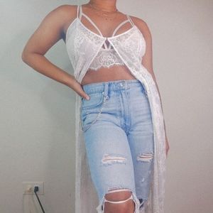 Mesh and lace maxi dress